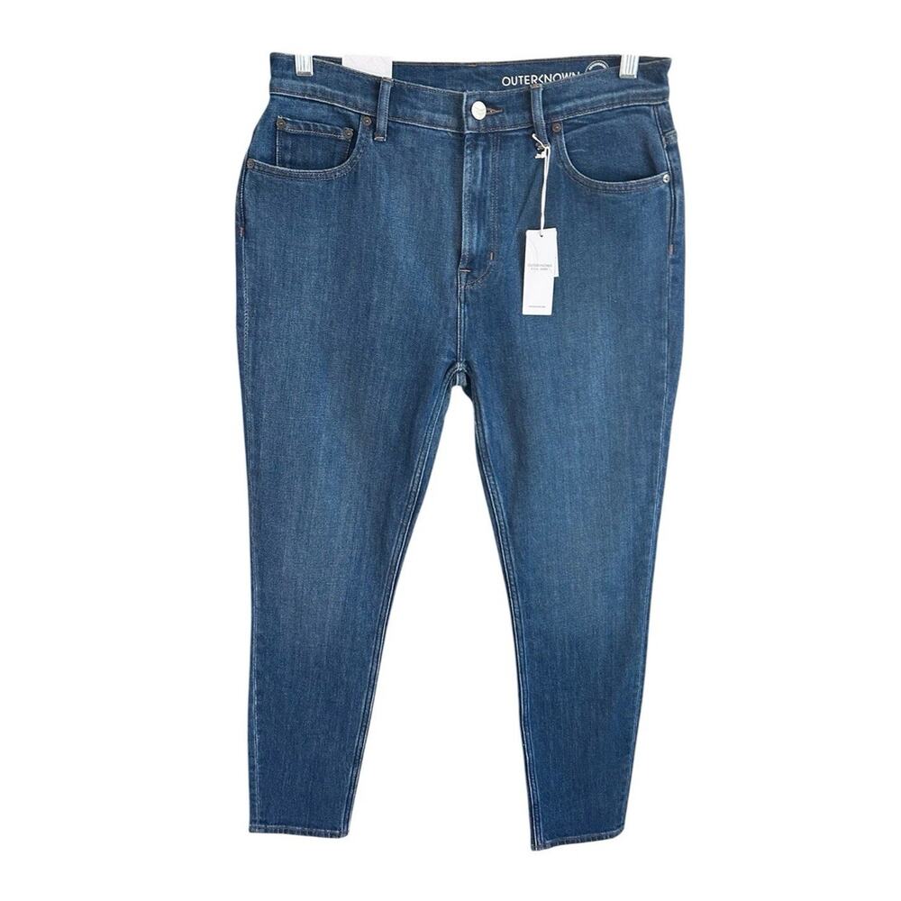 Outerknown Women 31 High Rise Skinny Crop Jeans Blue Organic Denim NWT